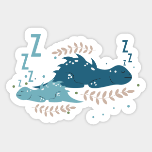 Cute Sleeping Dragons Sticker